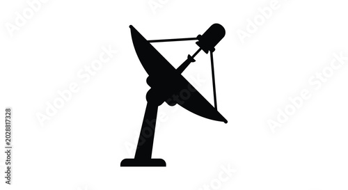 Bild auf Leinwand satellite dish with antenna black silhouette