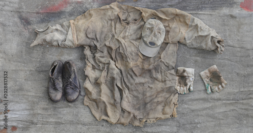 Naklejka premium old burlap clothes on canvas