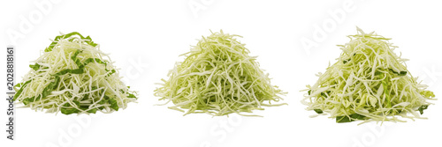 Schilderij op canvas Heap of fresh shredded green cabbage lettuce PNG isolated on transparent background