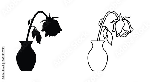 Fotografía wilted rose in vase silhouette