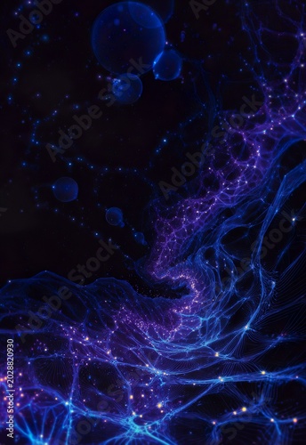 Abstract Digital Space with Blue and Purple Patterns