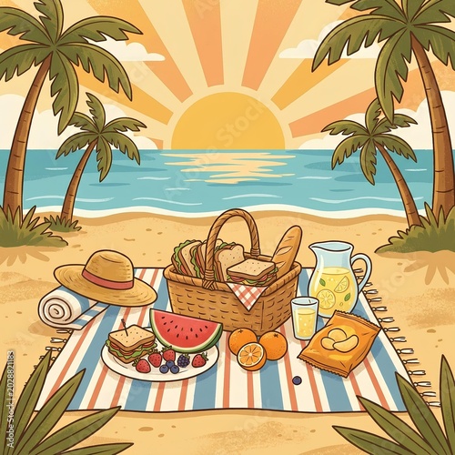 Beach picnic food composition