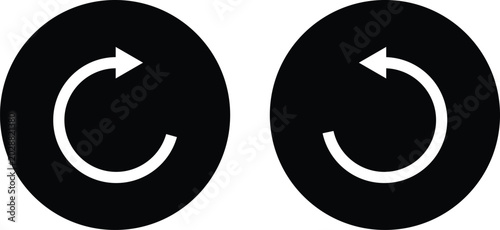Fotografía Two black circular with white clockwise and counter-clockwise rotation arrows