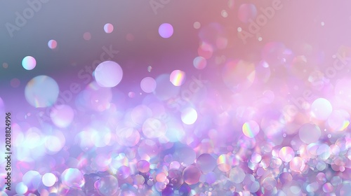 Ethereal pastel pink and lavender soft blur with magical prismatic bokeh circles floating in the light