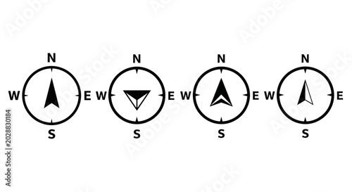 Obraz na płótnie Collection of diverse compass arrow icons illustrating various navigational styl