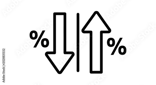 Photos Interest rate percentage icon with up and down arrows, financial market volatili