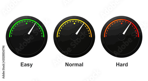 Fotografia Dynamic visual meters indicating a range of operational states or complexity lev