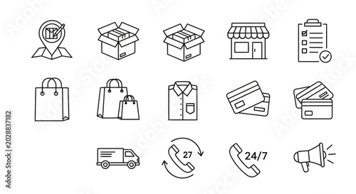 Foto Comprehensive collection of linear icons for e-commerce, online shopping, and di