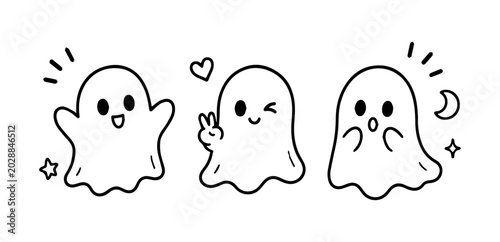 Photography Ghost Doodles Set
Vector doodle funny set on white background