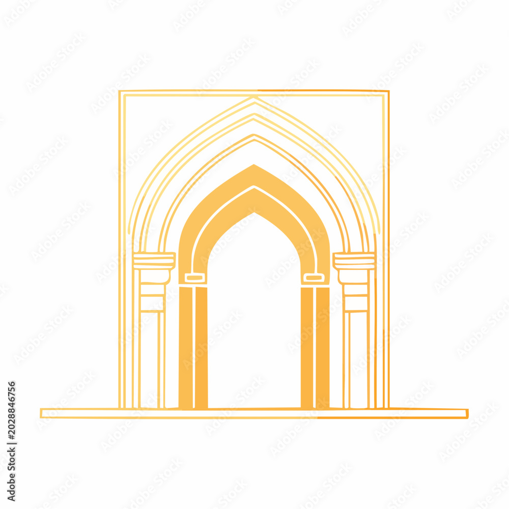 Fototapeta premium Golden Islamic Archway Illustration