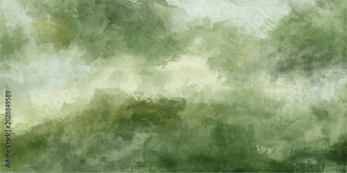 Schilderij op canvas Dewy water drops on the vibrant green grass under a dark, dramatic storm cloudsc