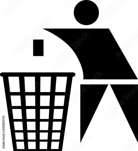Fotografie Person throwing item into trash bin icon isolated on transparent background
