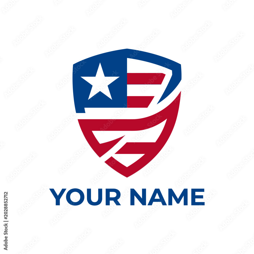 Fototapeta premium American shield logo with star.