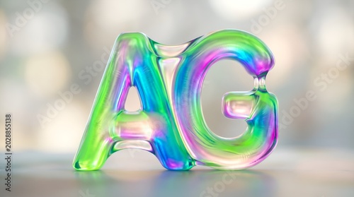 Stylized Ag letters with liquid glass effect and vibrant neon colors for digital branding and identity

