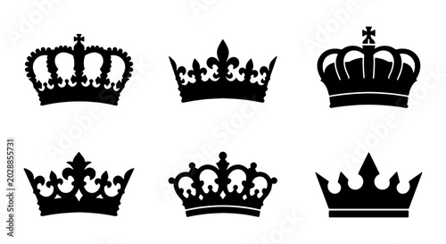 Quadro em tela Six black crowns