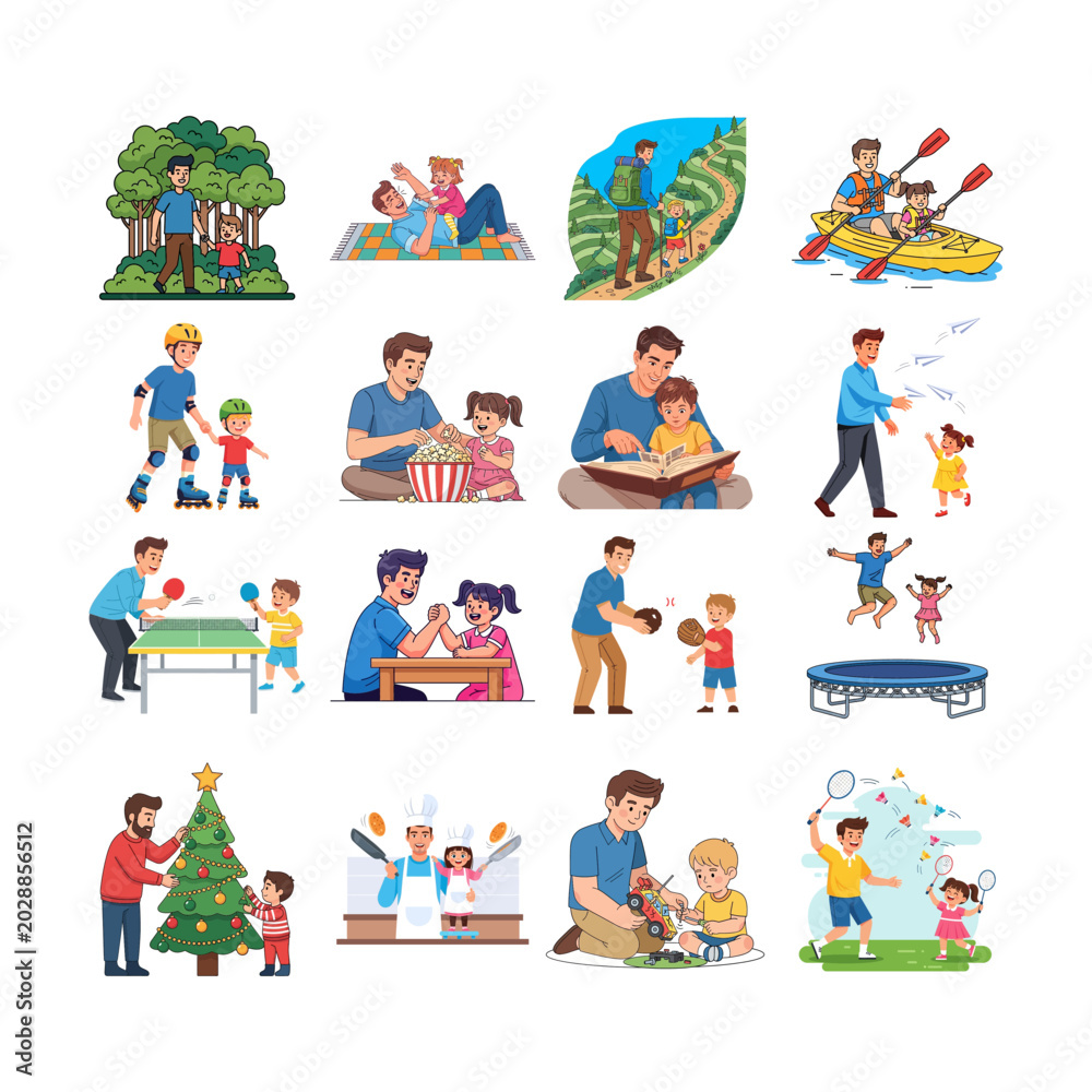 Fototapeta premium Father's day celebration with family outdoors and indoors activities