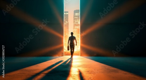 Businessman Walking Towards Career Ambition