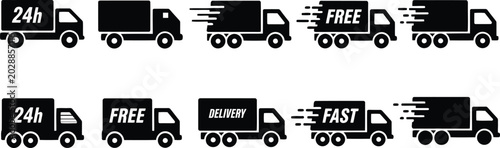 Delivery Trucks Icons Set