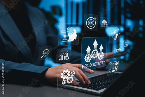 Tableau sur toile AI productivity automation and business workflow optimization concept
