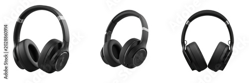 Bild auf Leinwand rofessional Wireless Black Headphones for High-Quality Audio and Music Listening