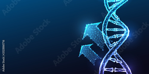 DNA Double Helix Enhancement CRISPR Gene Therapy Biohacking Glowing Blue Polygonal Vector