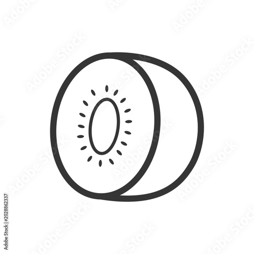 Minimalist Kiwi Fruit Outline Icon for Educational Worksheet