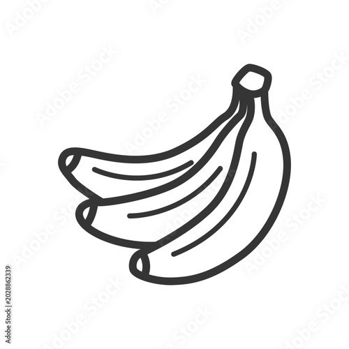 Cute Banana Bunch Line Art Clipart for Fruit Theme Printables