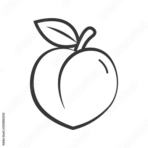 Sweet Peach Fruit Outline Vector Symbol for Educational Book