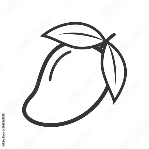 Fresh Mango Fruit Contour Line Art Clipart for Kids Activity