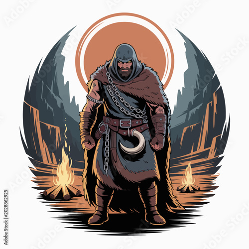 Quadro su tela Medieval Knight in Armor Standing Alone.
