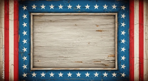 Old television set with american flag border