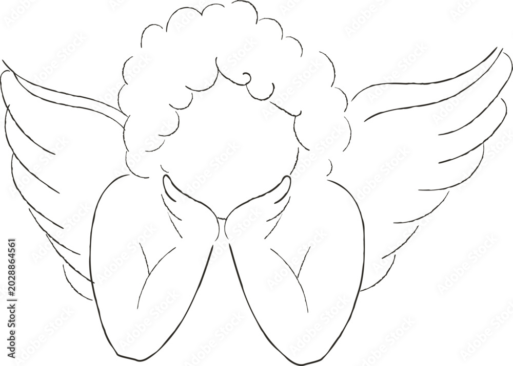 Fototapeta premium Cherub Resting Head In Hands Sketch