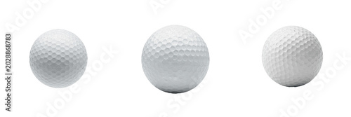 Bild auf Leinwand White Golf Balls with Dimpled Surface Textures Isolated on White Background, Pro