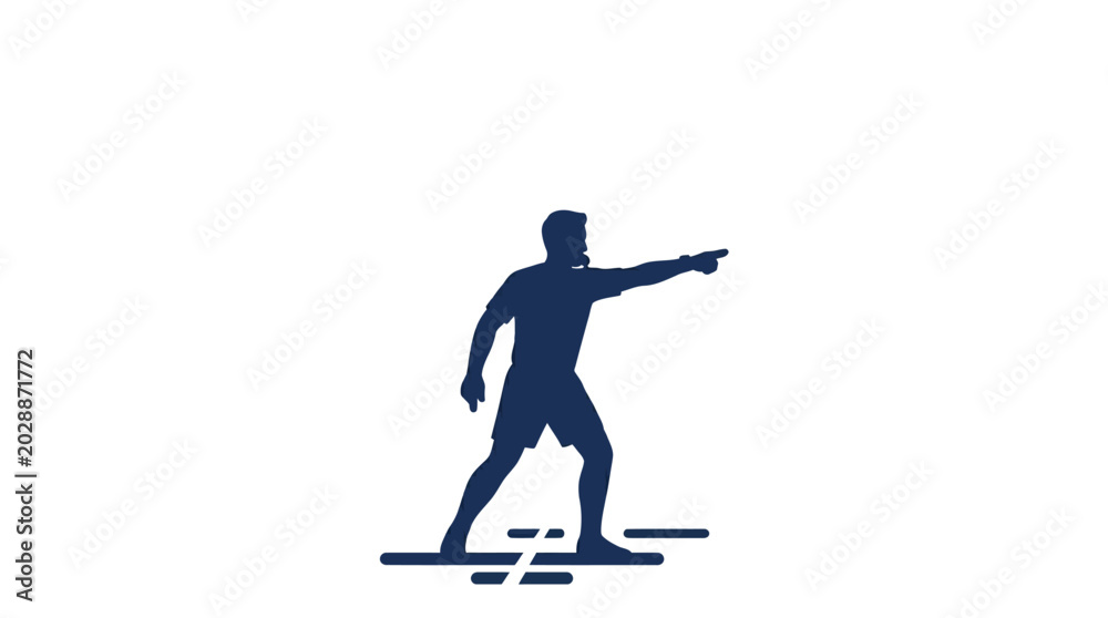 Fototapeta premium Minimalist Silhouette of a Soccer Coach Pointing Direction
