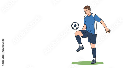 Konstfotografi Soccer player juggling a ball isolated on white background