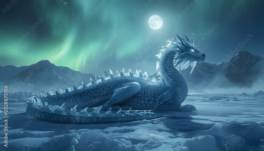 Naklejka premium Ice Dragon in Arctic