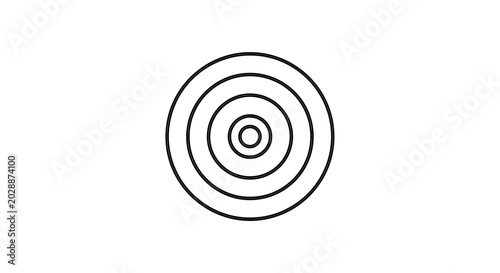 Abstract black and white concentric circles graphic, target symbol, bullseye, ripple effect, sound wave, minimalist design