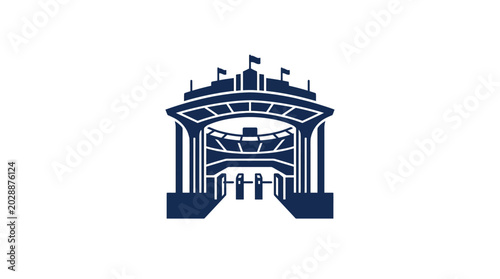 Minimalist Stadium Entrance Icon Vector Illustration