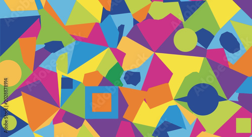 Vibrant Geometric Abstract Art Pattern with Shapes and Colors