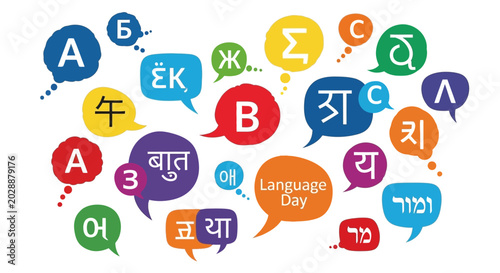 International Language Day Concept with Colorful Speech Bubbles