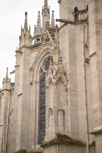 Bordeaux France Saint Andre Cathedral historic gothic church stone architecture exterior view.
