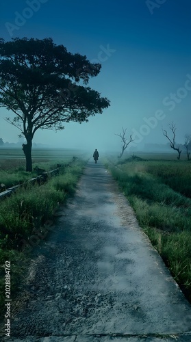 Aesthetic morning atmosphere revealing a dramatic countryside landscape with tranquil nature vibes