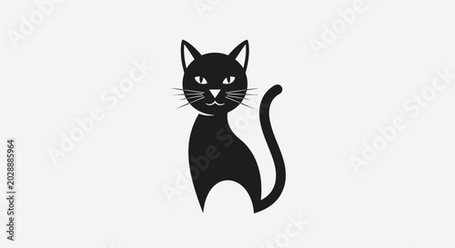 Cuadro en lienzo Sleek Black Cat Illustration with Piercing Eyes.