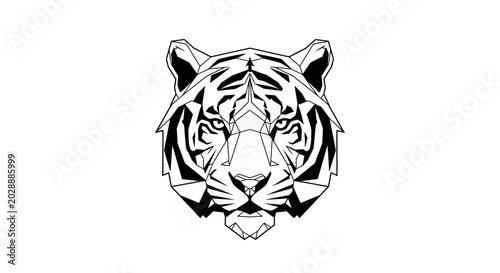 Bild auf Leinwand Detailed illustration of a tiger head.