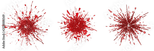 Foto Collection of Red Blood Splatter Effects Isolated on White Background, Realistic