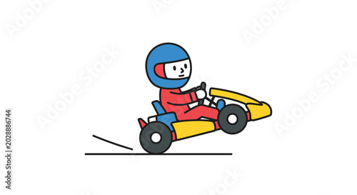 Cartoon Go Kart Racer Doing Wheelie, Fun Racing Sport