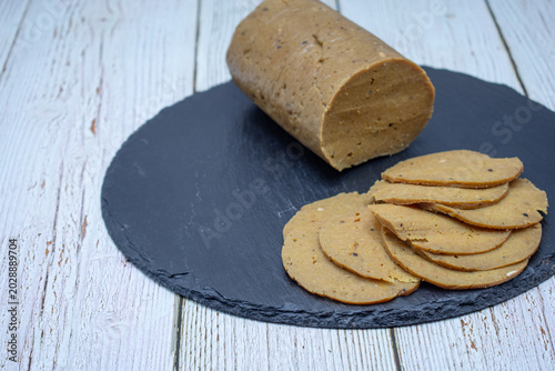 Seitan ham- meat alternative, plant based protein