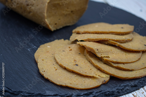 Seitan ham- meat alternative, plant based protein