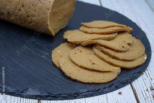 Seitan ham- meat alternative, plant based protein