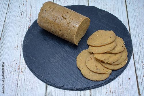 Seitan ham- meat alternative, plant based protein